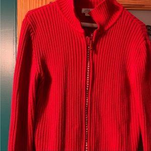 Choice Red sweater with bedazzled zipper
